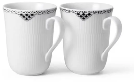 Royal Copenhagen Svart Riflet Blonde mugg 33 cl 2 st